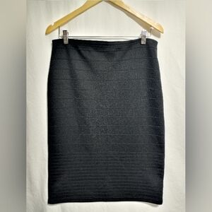 Topshop Midi Pencil Skirt Black Ribbed Size 12